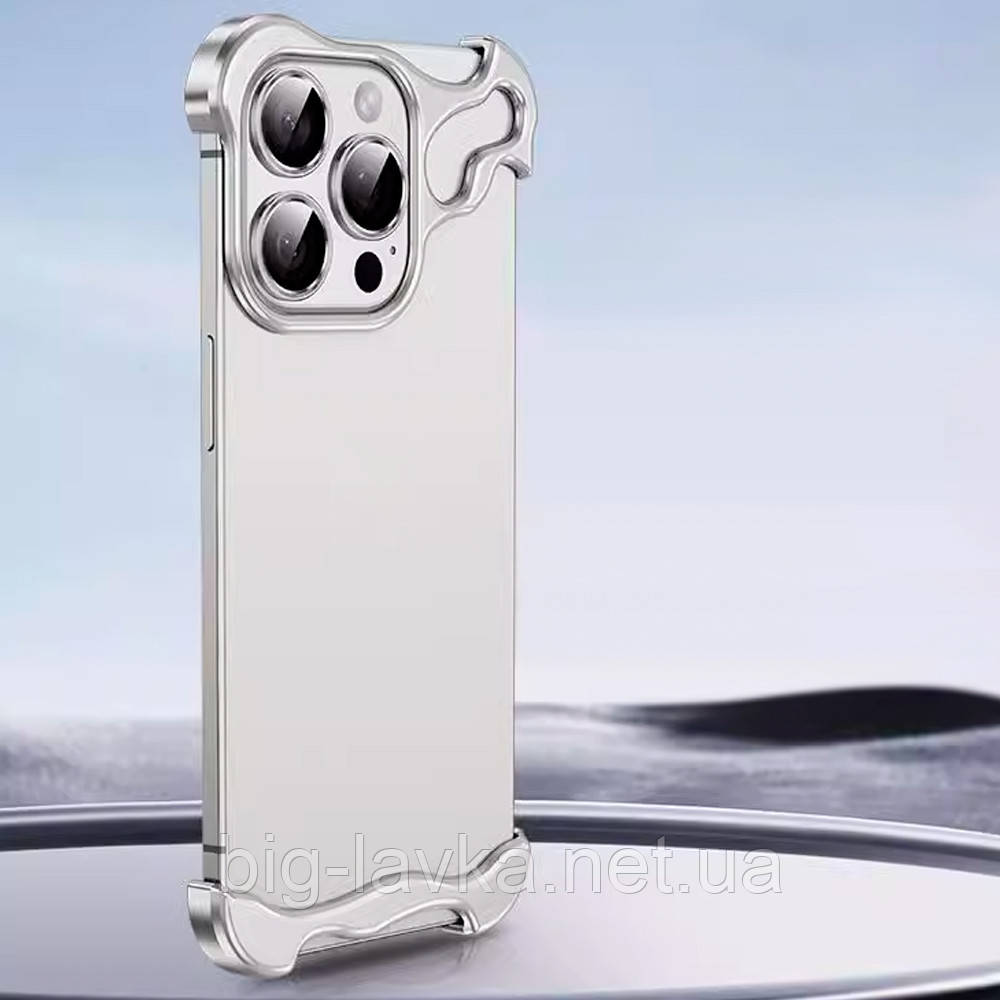 Чохол бампер LuxuryKase LK114 для iPhone 14 Pro Max Алюмінієвий Сріблястий, фото 1
