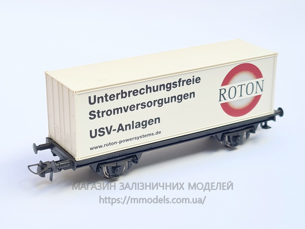 Roco модель вагона платформа з контейнером ROTON, масштаб 1/87,H0, фото 1