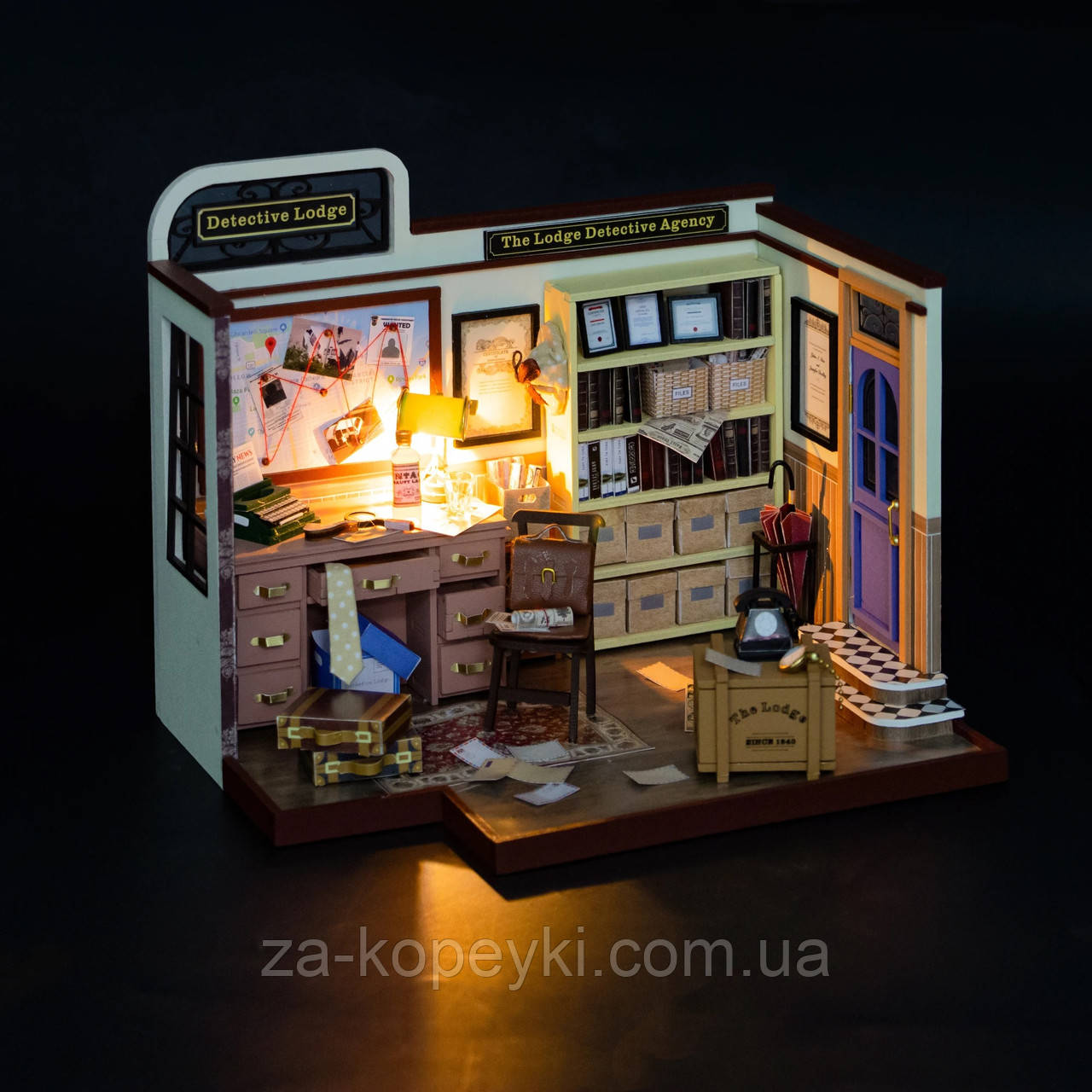 Румбокс Детективне агенство конструктор Detective Lodge DIY Book Nook PC2308, фото 1