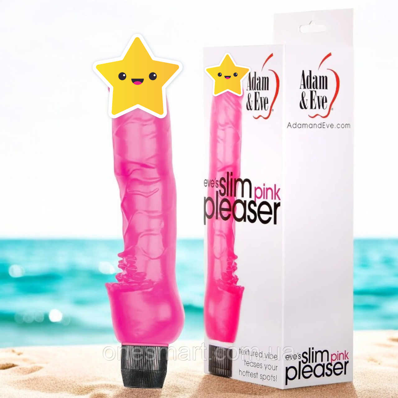 Вібратор із текстурою вен для стимуляції клітора рожевий "Slim Pink Pleaser" Adam&Eve, фото 1