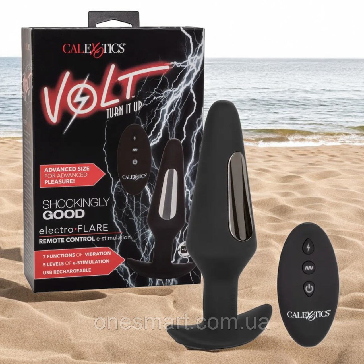 Анальна вібропробка з електростимуляцією та пультом "Volt Electro-Flare" CalExotics, фото 1