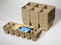 Торфяні касети на 6 комірок Джиффі квадратні 8х8 см Jiffy