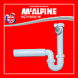 Трубний сифон для подвійної кухонної мийки 70 мм із під'єднанням для пральної машини HC7+DO2-W McAlpine, фото 3