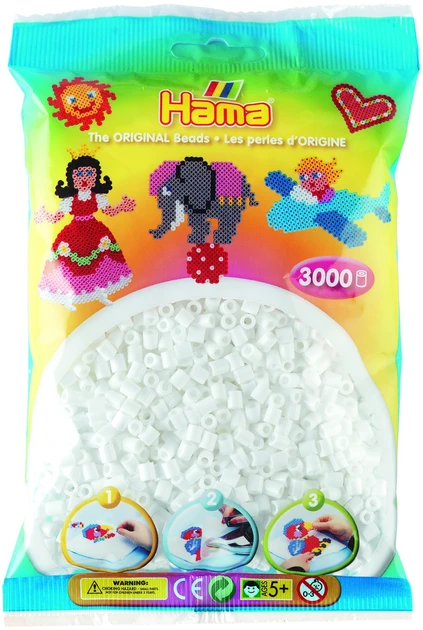 Термомозаїка HAMA Набір білих намистин MIDI 5+, 3000шт (HM-201-01)