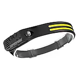 Налобний ліхтарик X-Balog BL-W689 LM+2COB (біле+жовте світло) акумуляторний Type-C Black (7_00779), фото 2