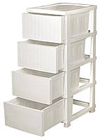 Комод пластиковий "Ротанг" 4 яруси 86*43*34см, R-Plastic, білий