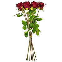 Декоративний букет із троянд, колір бордовий, 48 см