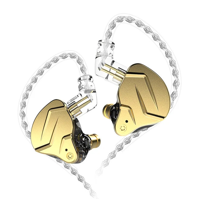 Дротові якісні навушники KZ ZSN Pro X gold з гарним звучанням та стильним дизайном, фото 1