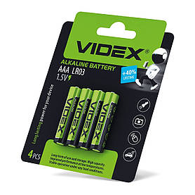 Батарейка лужна Videx LR03/AAA 4шт