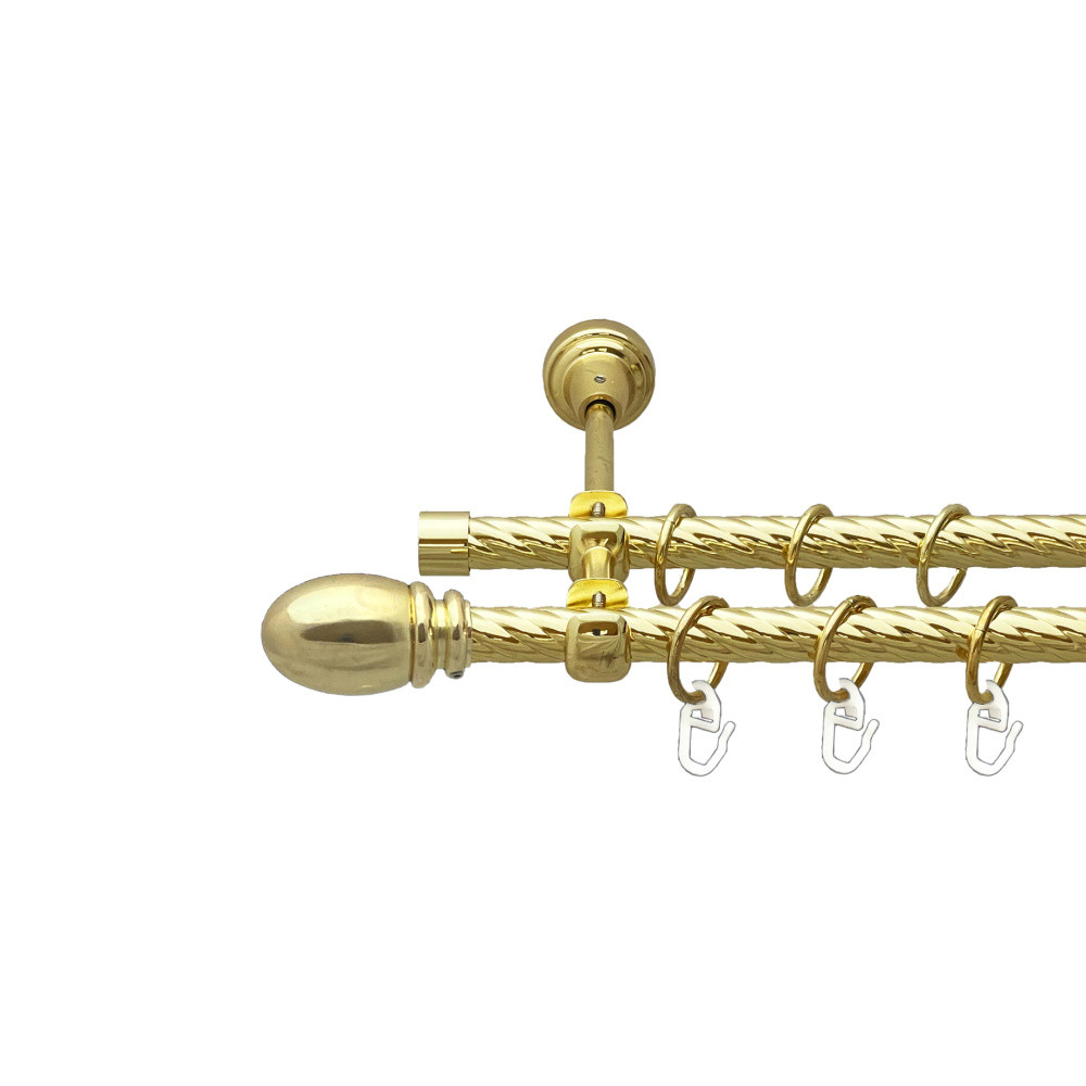 Карниз Orvit Белуно металевий дворядний відкритий скручена труба кільце металеве Золото 16\16 мм 300 см (00-00024895), фото 1