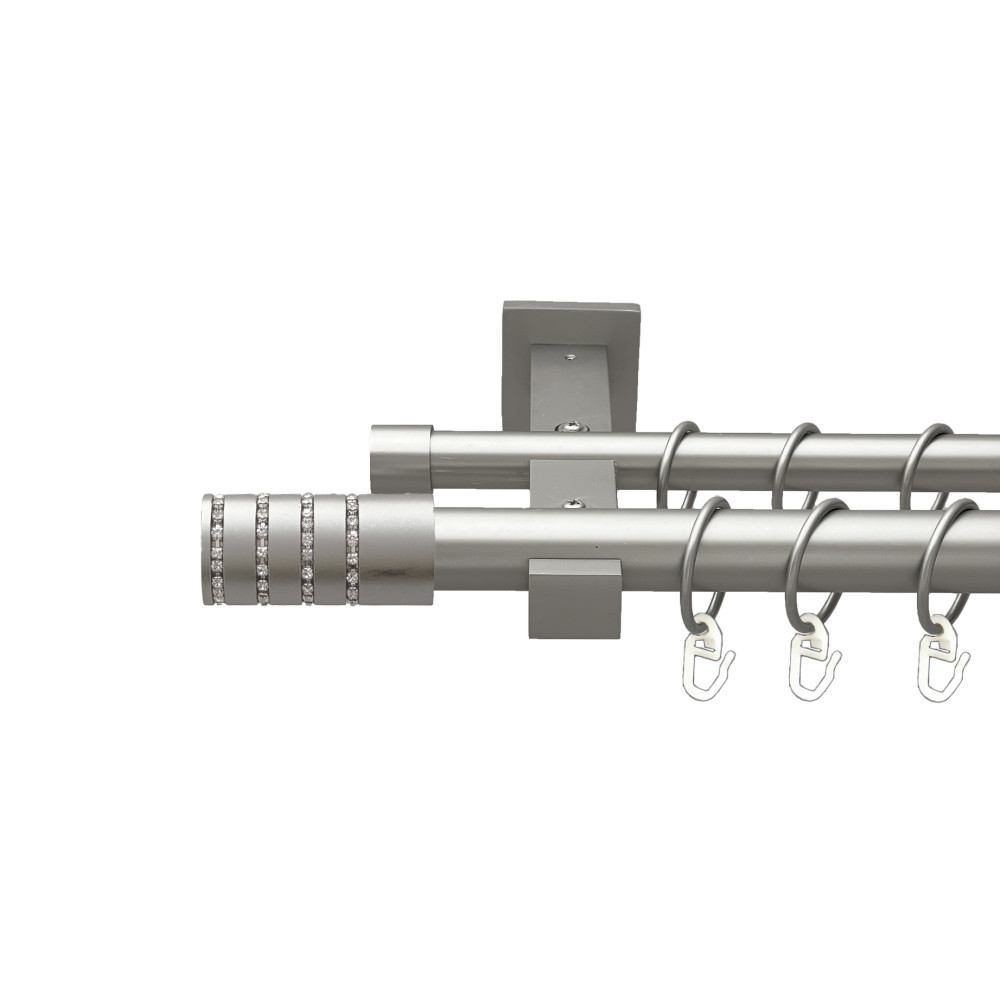 Карниз Orvit Барамелла металевий дворядний техно гладка труба кільце металеве Сатин 25\19 мм 240 см (00-00026351), фото 1