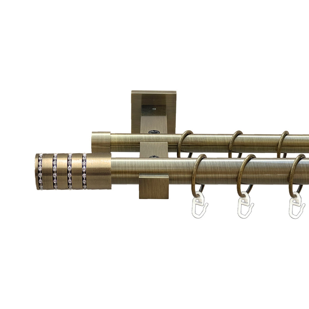 Карниз Orvit Барамелла металевий дворядний техно гладка труба кільце металеве Антик 25\19 мм 240 см (00-00025958), фото 1