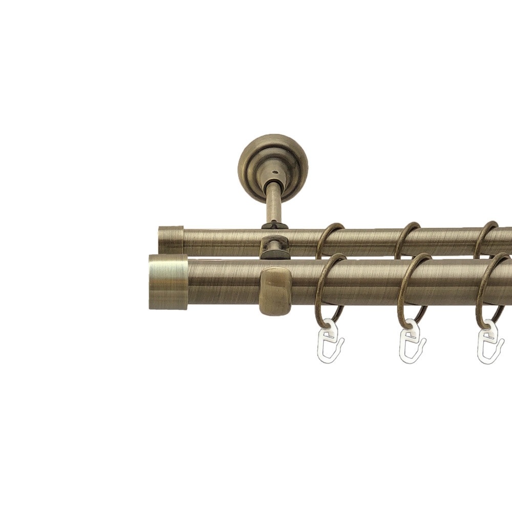 Карниз Orvit Заглушка металевий дворядний відкритий гладка труба кільце металеве Антик 25\16 мм 160 см (00-00025596), фото 1