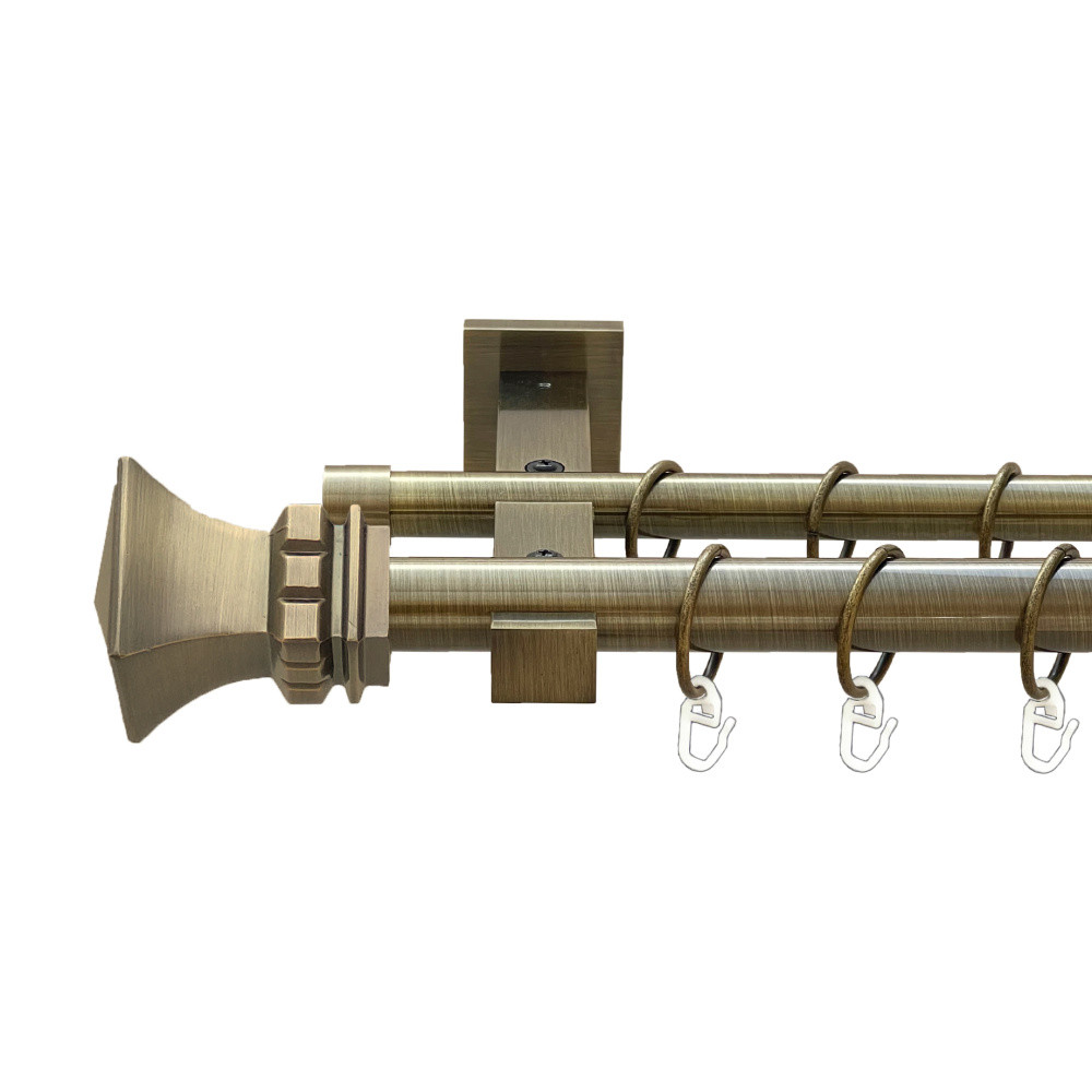 Карниз Orvit Емпорія металевий дворядний техно гладка труба кільце металеве Антик 25\19 мм 200 см (00-00025981), фото 1