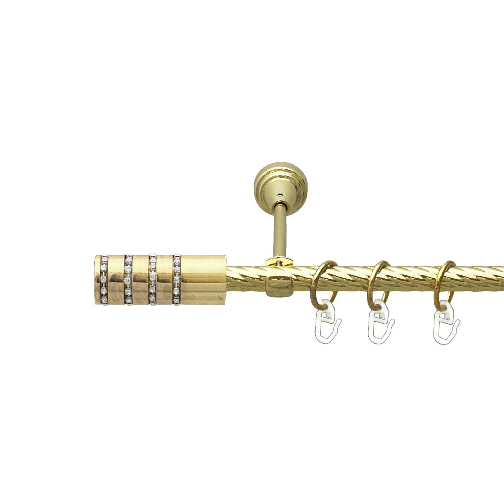 Карниз Orvit Барамелла металевий однорядний відкритий скручена труба кільце металеве Золото 16 мм 200 см (00-00024749), фото 1