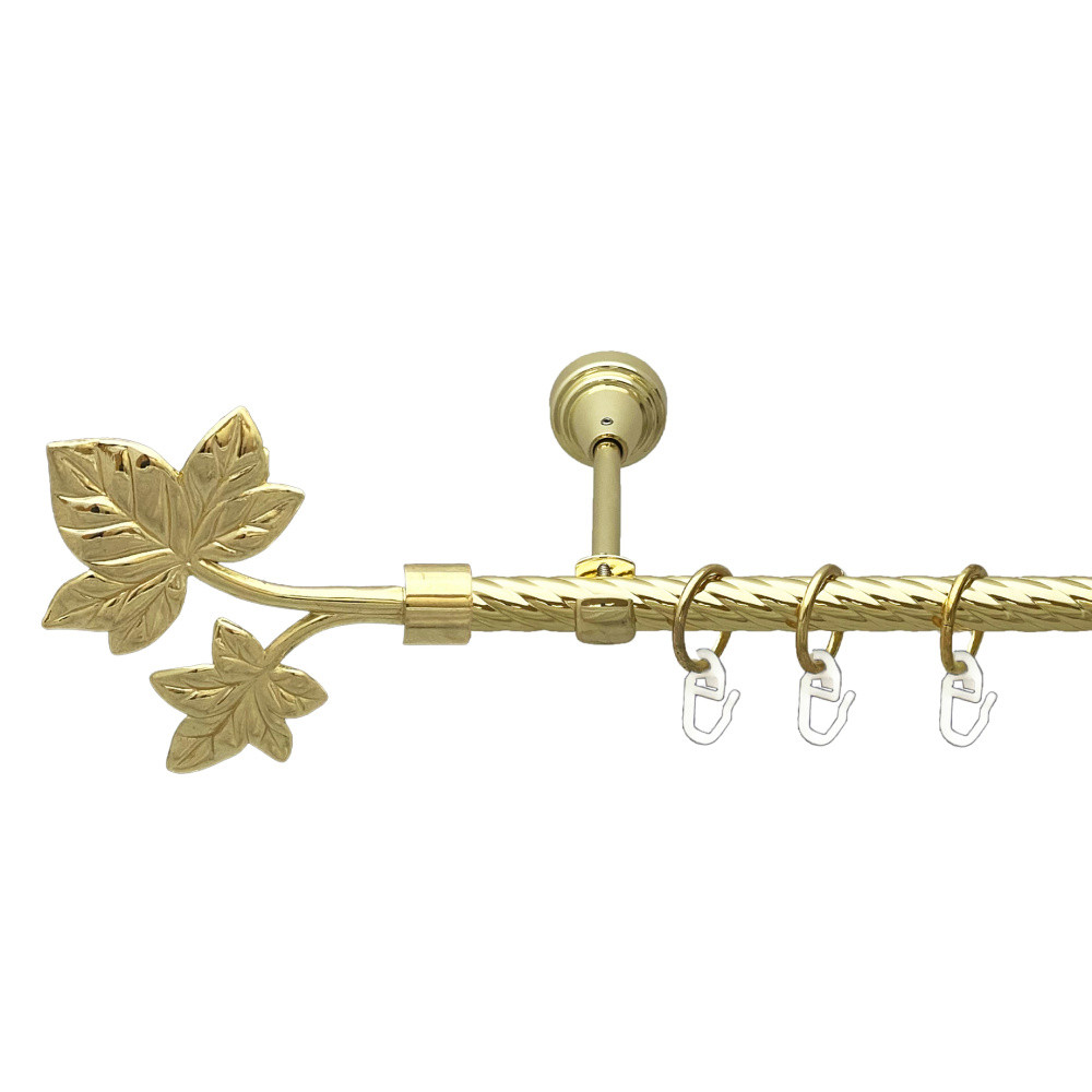 Карниз Orvit Листок металевий однорядний відкритий скручена труба кільце металеве Золото 16 мм 200 см (00-00024789), фото 1