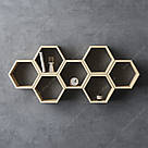 Полиця з дерева для квітів на стіну спальні, стильні навісні полиці соти з 7 відділеннями для зберігання, фото 3