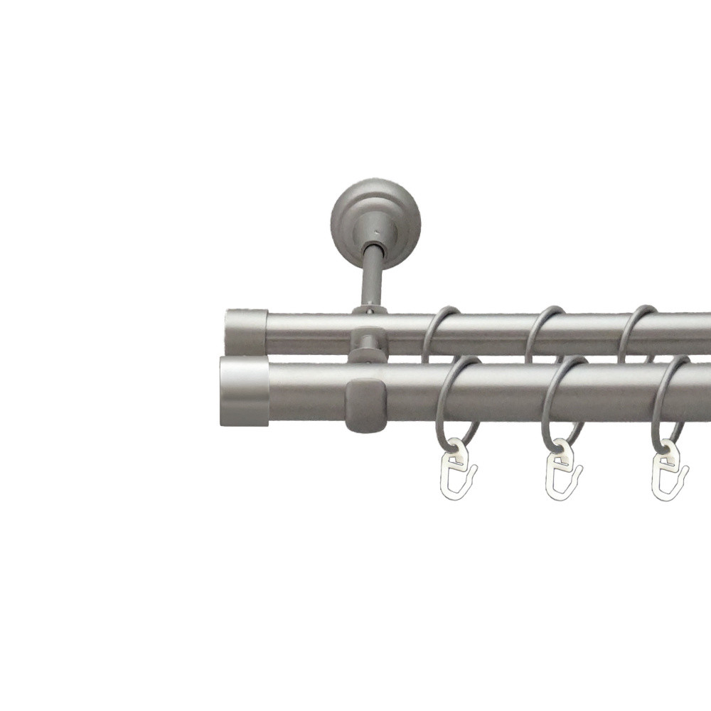 Карниз Orvit Заглушка металевий дворядний відкритий гладка труба кільце металеве Сатин 25\19 мм 200 см (00-00026094), фото 1