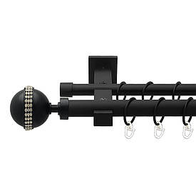 Карниз Orvit Авея металевий дворядний техно гладка труба кільце металеве Чорний Оксамит 25\19 мм 200 см (00-00025461)