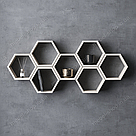 Полиця з натурального дерева з 7 комірками настінна соти, декор кімнати з дизайнерських полиць для квітів, фото 2