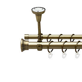 Карниз Orvit Дуо металевий дворядний відкритий до стелі гладка труба кільце металеве Антик 25\16 мм 160 см (00-00025620)