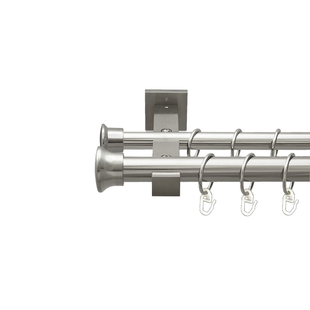 Карниз Orvit Дуо металевий дворядний техно гладка труба кільце металеве Нержавіюча Сталь 25\19 мм 200 см (00-00026542), фото 1