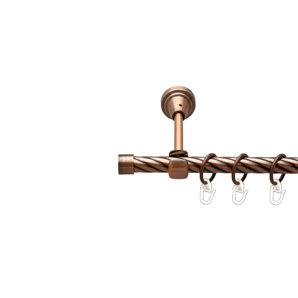 Карниз Orvit Заглушка металевий однорядний відкритий скручена труба кільце металеве Мідь 16 мм 300 см (00-00025159), фото 1