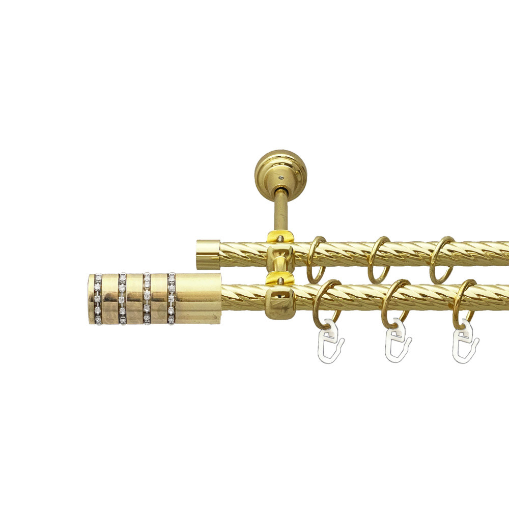 Карниз Orvit Барамелла металевий дворядний відкритий скручена труба кільце металеве Золото 16\16 мм 240 см (00-00024890), фото 1