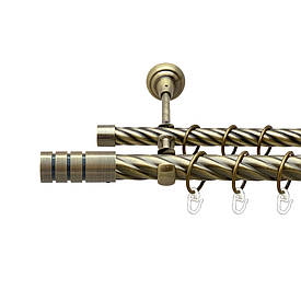 Карниз Orvit Модуло металевий дворядний відкритий скручена труба кільце металеве Антик 25\19 мм 200 см (00-00025761)