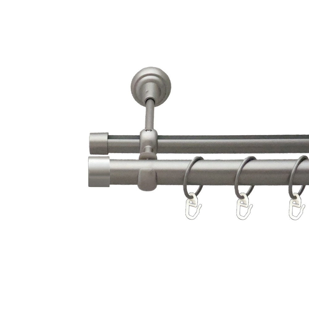 Карниз Orvit Заглушка металевий дворядний опозитний гладка \ профільна труба кільце металеве Сатин 25\19 мм 200 см (00-00026130), фото 1