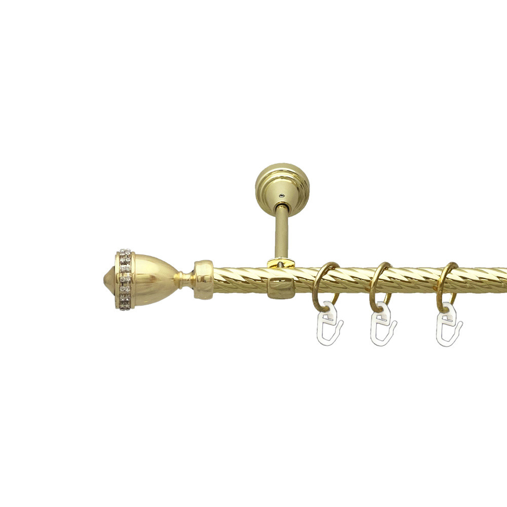 Карниз Orvit Етернія металевий однорядний відкритий скручена труба кільце металеве Золото 16 мм 240 см (00-00024770), фото 1