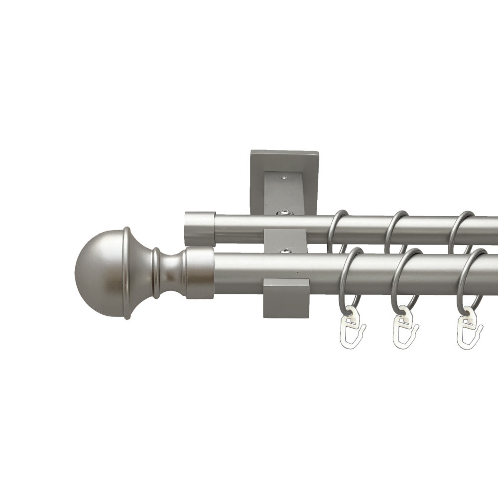 Карниз Orvit Бостон металевий дворядний техно гладка труба кільце металеве Сатин 25\19 мм 200 см (00-00026362), фото 1