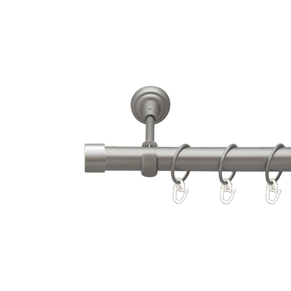 Карниз Orvit Заглушка металевий однорядний відкритий гладка труба кільце металеве Сатин 25 мм 240 см (00-00026071), фото 1