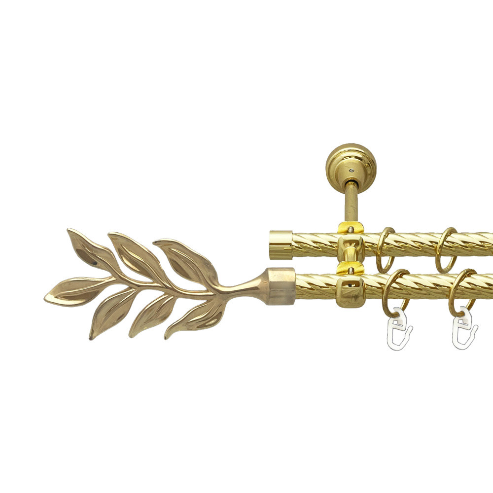 Карниз Orvit Лавр металевий дворядний відкритий скручена труба кільце металеве Золото 16\16 мм 160 см (00-00024924), фото 1