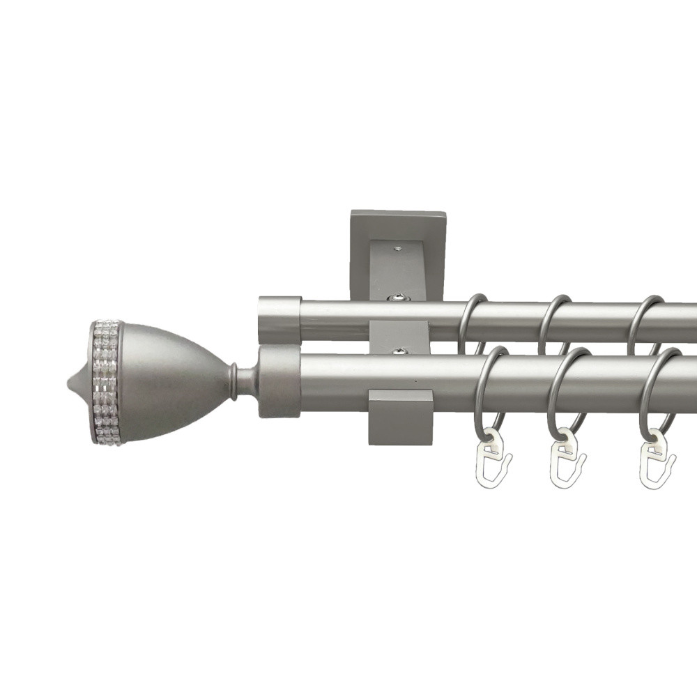 Карниз Orvit Етернія металевий дворядний техно гладка труба кільце металеве Сатин 25\19 мм 240 см (00-00026375), фото 1