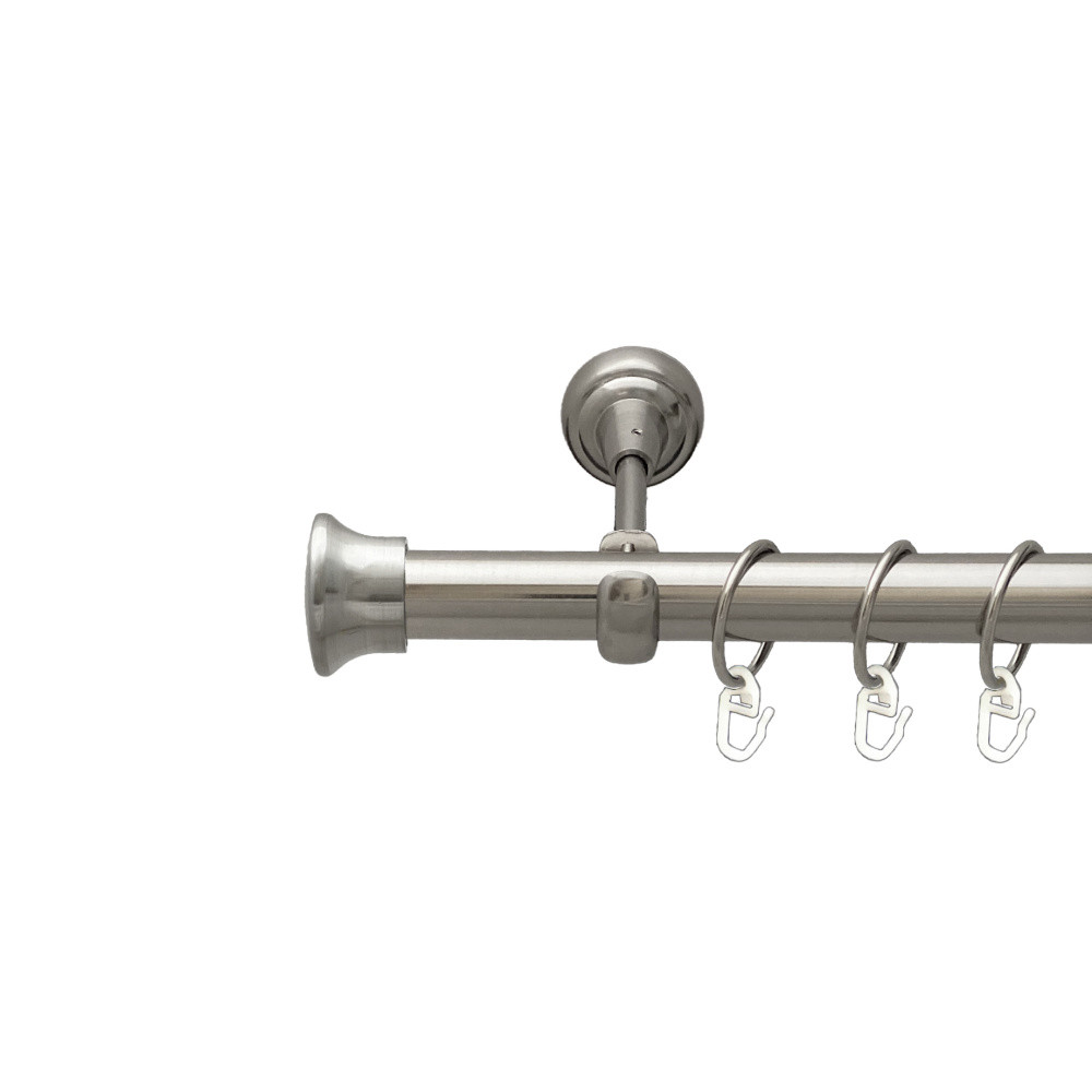 Карниз Orvit Дуо металевий однорядний відкритий гладка труба кільце металеве Нержавіюча Сталь 25 мм 200 см (00-00026586), фото 1