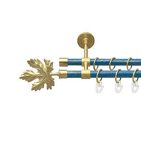 Карниз Orvit Клен металевий дворядний закритий гладка труба кільце металеве Золото Матове - Блакить 16\16 мм 160 см (00-00025044)