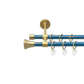 Карниз Orvit Принц металевий дворядний закритий гладка труба кільце металеве Золото Матове - Блакить 16\16 мм 160 см (00-00025088)