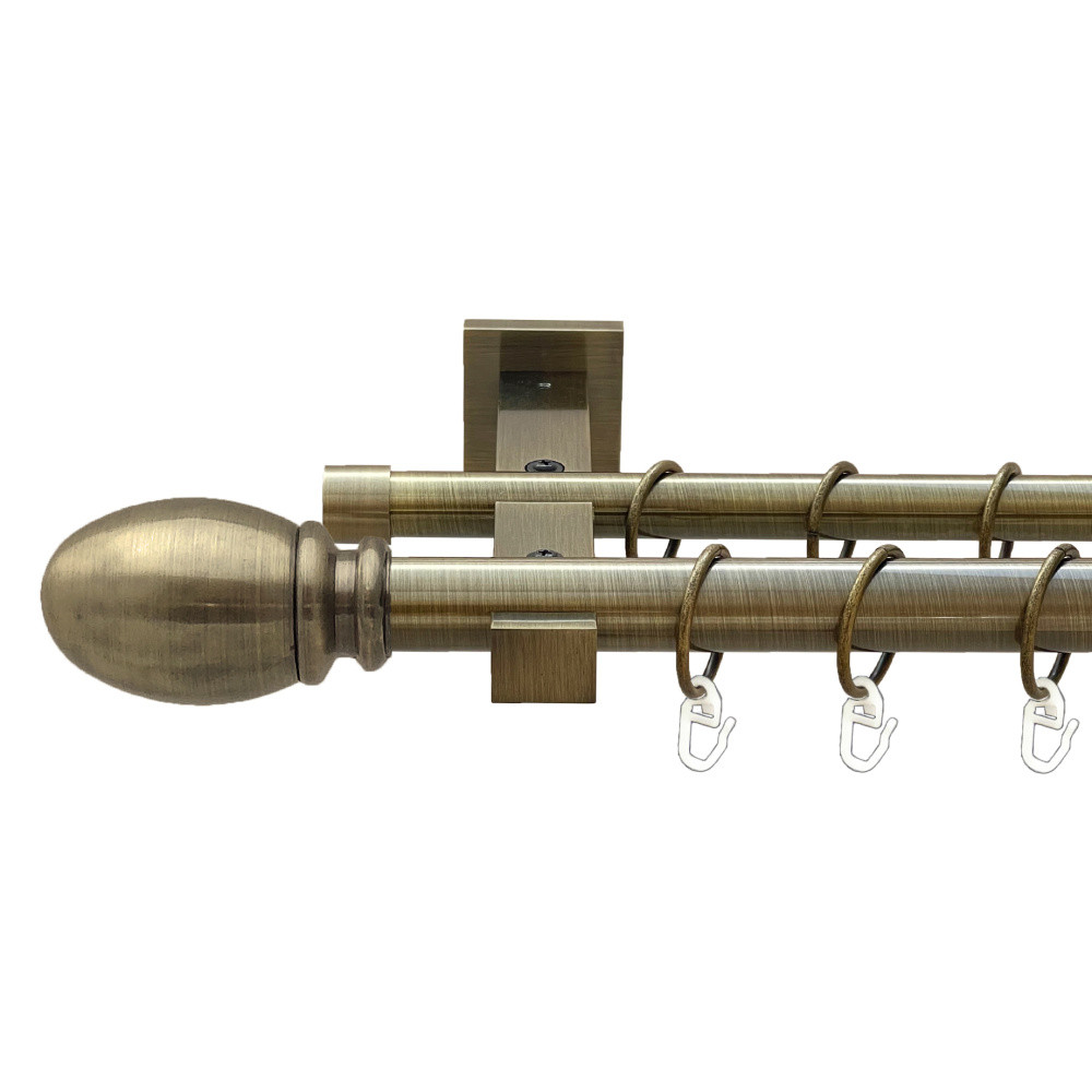 Карниз Orvit Белуно металевий дворядний техно гладка труба кільце металеве Антик 25\19 мм 200 см (00-00025961), фото 1