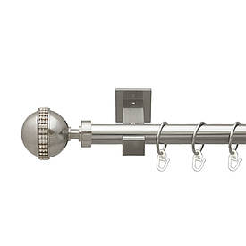 Карниз Orvit Авея металевий однорядний техно гладка труба кільце металеве Нержавіюча Сталь 25 мм 240 см (00-00026455)