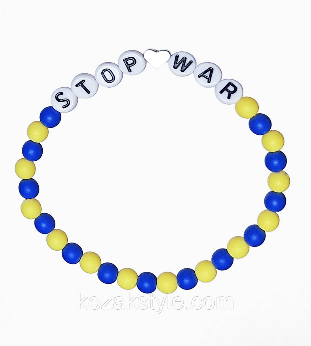 Браслет Stop War із жовтих та синіх намистин