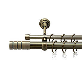 Карниз Orvit Модуло металевий дворядний відкритий рифлена труба кільце металеве Антик 25\16 мм 200 см (00-00025681)