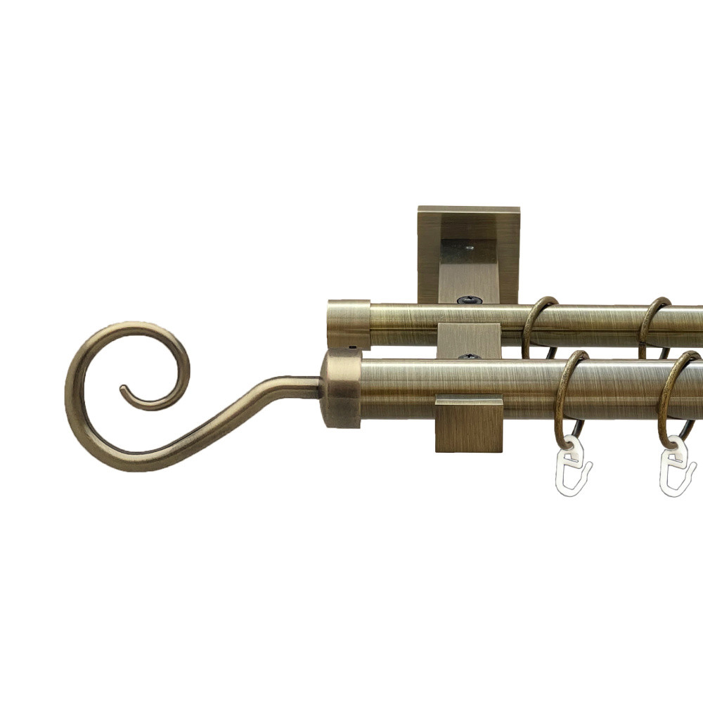 Карниз Orvit Гак металевий дворядний техно гладка труба кільце металеве Антик 25\19 мм 300 см (00-00025975), фото 1