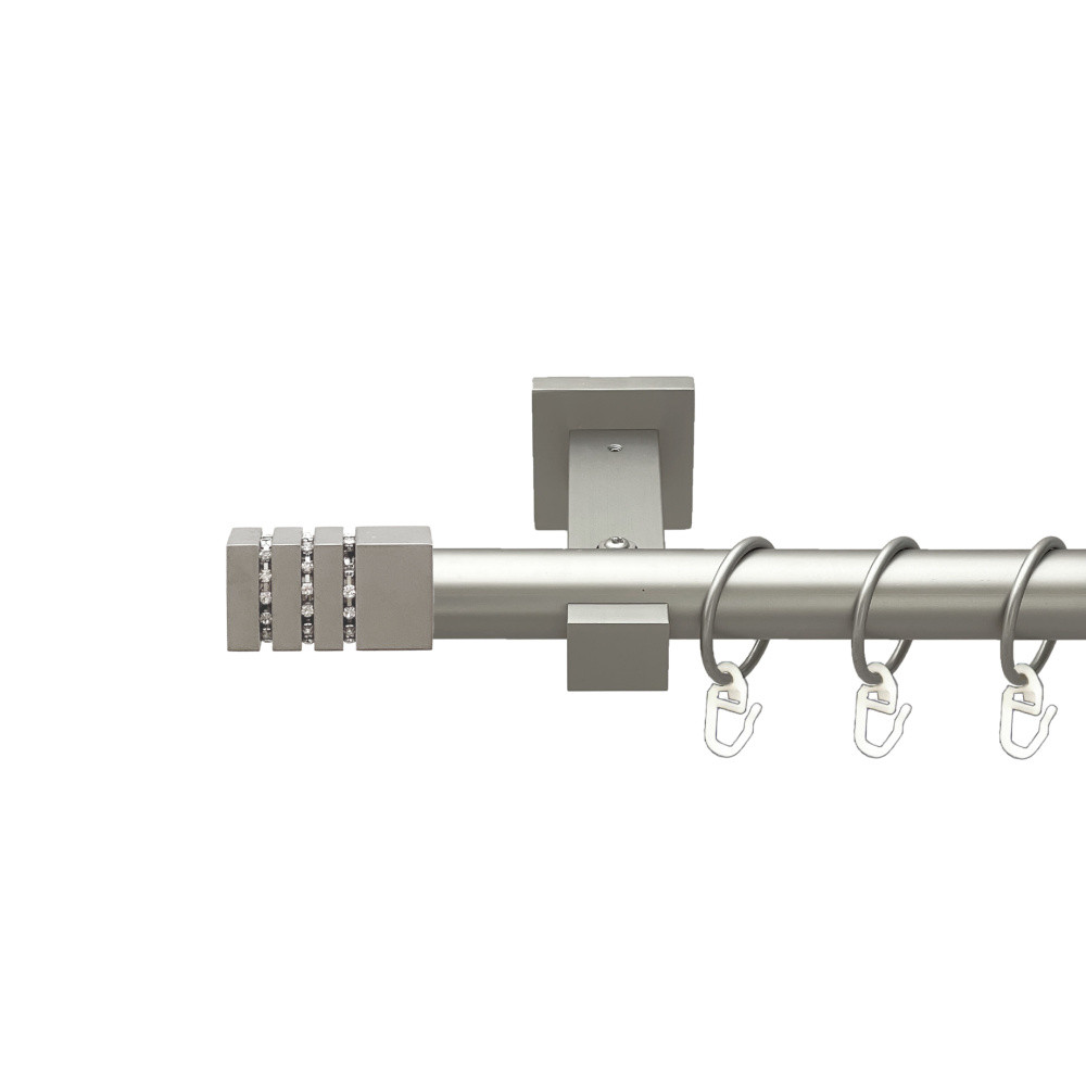 Карниз Orvit Ацтека металевий однорядний техно гладка труба кільце металеве Сатин 25 мм 240 см (00-00026219), фото 1