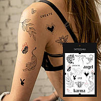 Жіночі тимчасові тату-наклейки, водостійкі татуювання на тіло TATTOOSHKA "Create"