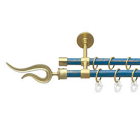 Карниз Orvit Віоло металевий дворядний закритий гладка труба кільце металеве Золото Матове - Блакить 16\16 мм 160 см (00-00025024)