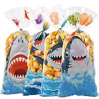 Набір пакетів для подарунків і частувань Акула морська асорті 10 шт 27х12 см мікс малюнків