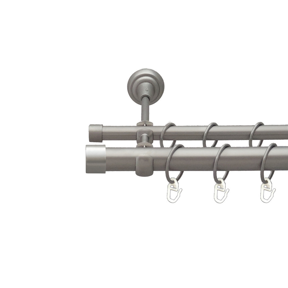 Карниз Orvit Заглушка металевий дворядний відкритий гладка труба кільце металеве Сатин 25\16 мм 200 см (00-00026082), фото 1