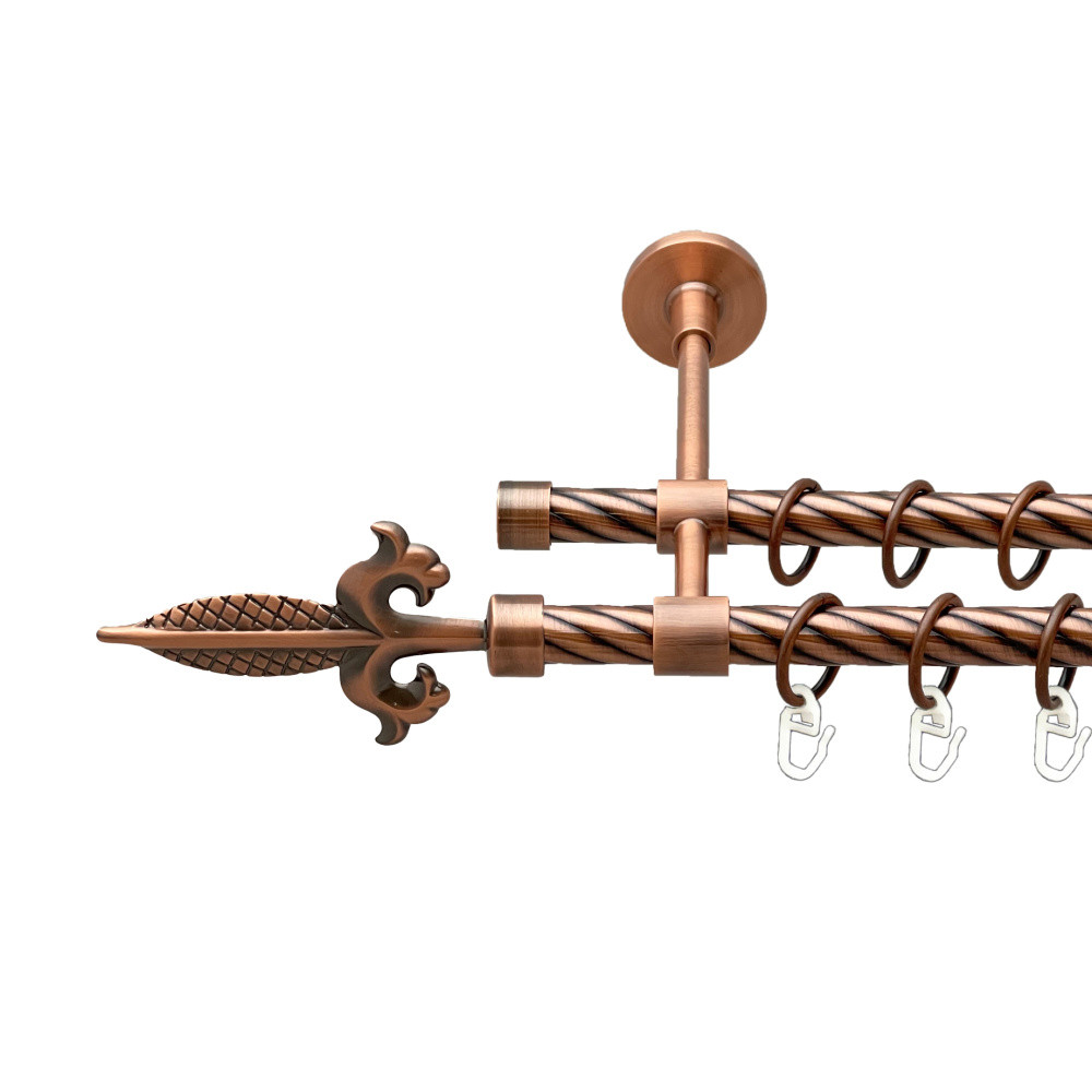 Карниз Orvit Генуя металевий дворядний закритий скручена труба кільце металеве Мідь 16\16 мм 200 см (00-00025288), фото 1