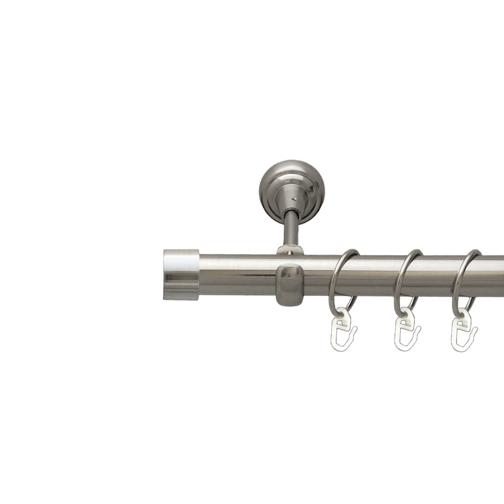 Карниз Orvit Заглушка металевий однорядний відкритий гладка труба кільце металеве Нержавіюча Сталь 25 мм 200 см (00-00026590), фото 1